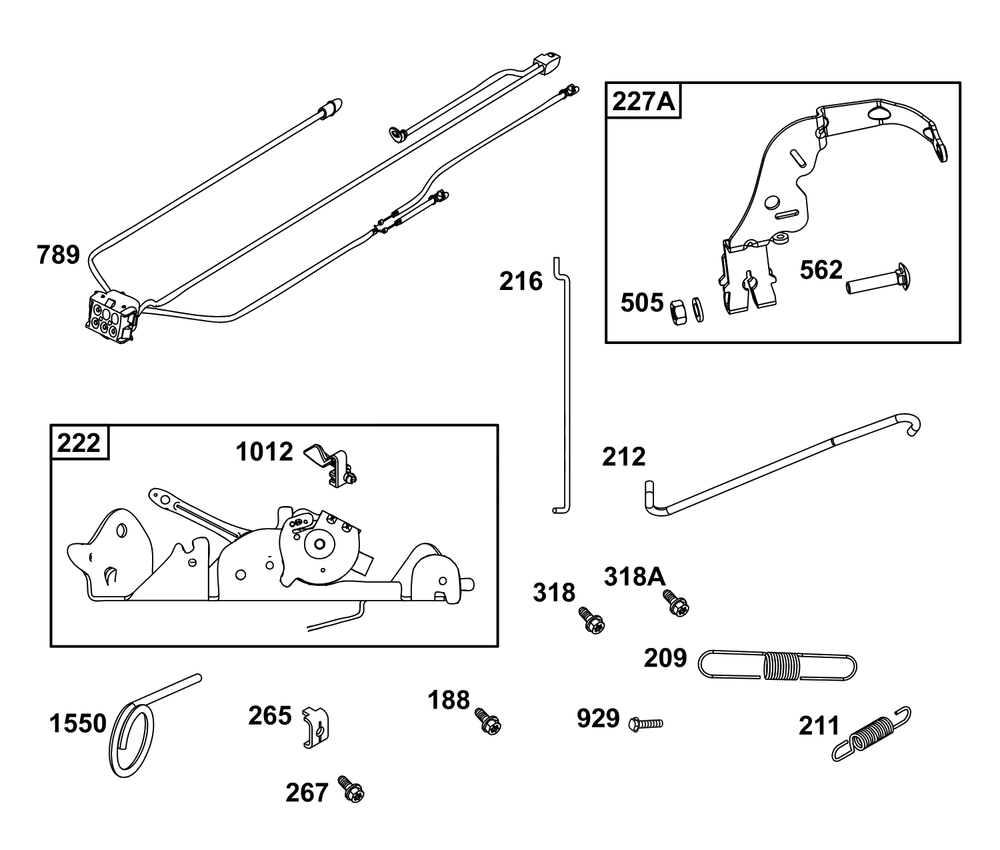Controls Group Diagram and Parts List for 40N877-0069-B5  Briggs and Stratton Engine